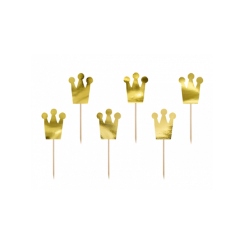 6 Cake Topper Prinzessinen Krone in Gold